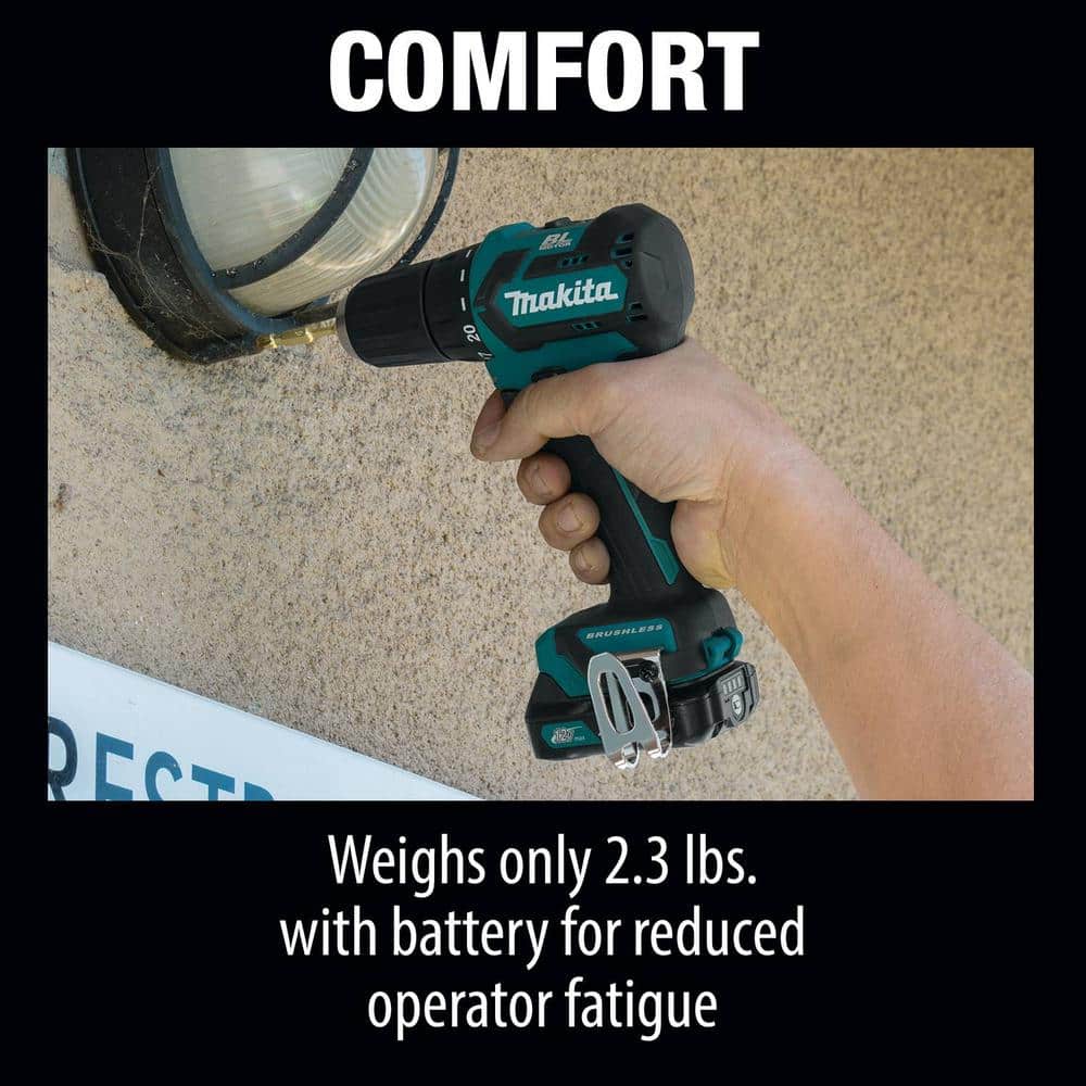 Makita 12V max CXT Lithium‑Ion 3/8 in. Brushless Cordless Driver‑Drill Kit with (2) 2.0Ah Batteries, Charger and Hard Case