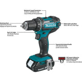 Makita 1.5Ah 18V LXT Lithium‑Ion Compact Cordless 1/2 in. Driver‑Drill Kit (XFD10SY)