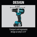 Makita 18V LXT Lithium‑Ion Compact Brushless Cordless 1/2 in. Driver‑Drill Kit with (2) 2.0Ah Batteries, Charger, Hard Case