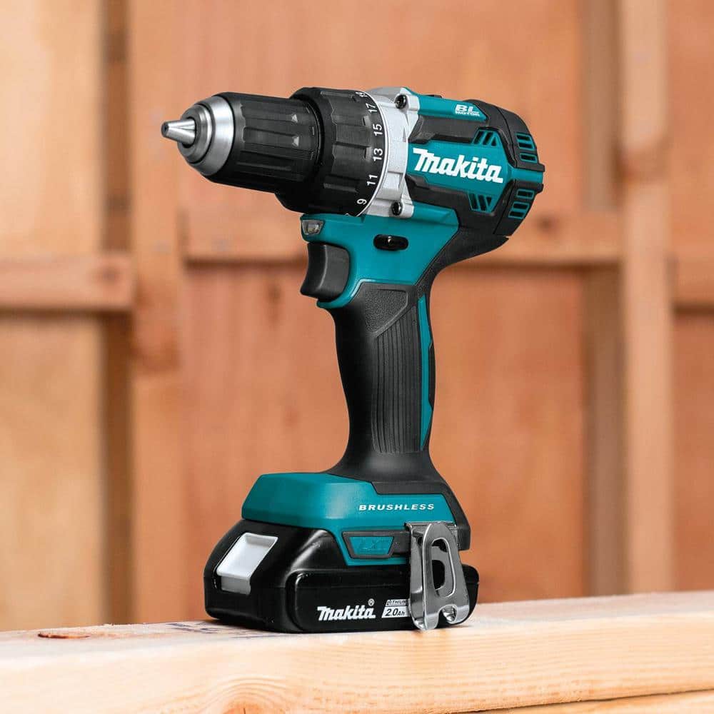 Makita 18V LXT Lithium‑Ion Compact Brushless Cordless 1/2 in. Driver‑Drill Kit with (2) 2.0Ah Batteries, Charger, Hard Case