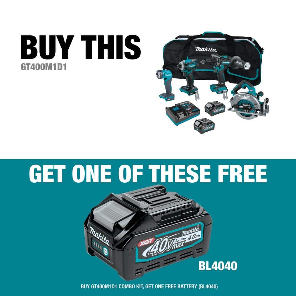 Makita 40V Max XGT Brushless Cordless 4-Piece Combo Kit (Hammer Driver-Drill/Impact Driver/Circ Saw/Flashlight) 2.5Ah/4.0Ah