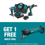 Makita 18V LXT Lithium-Ion Brushless Cordless Combo Kit 5.0 Ah (2-Pc) with bonus 18V LXT Variable Speed Oscillating Multi-Tool