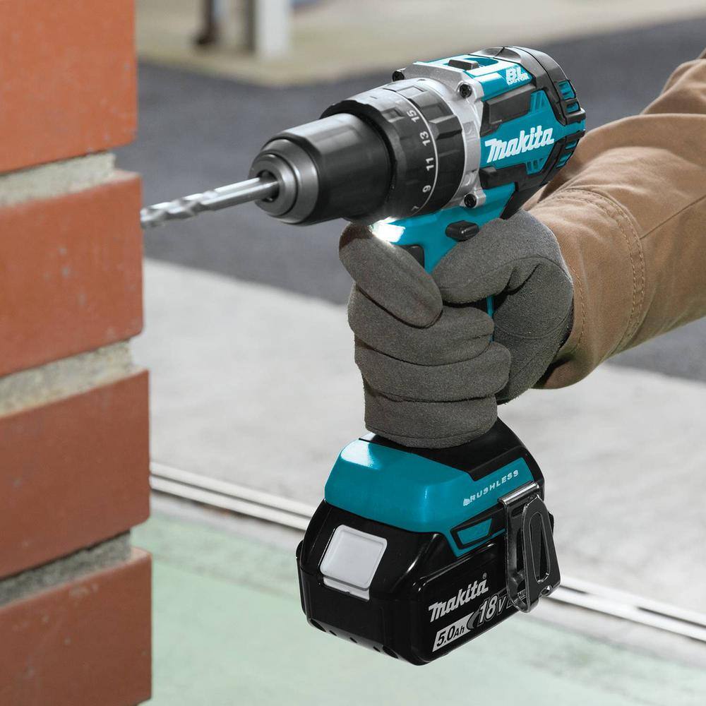 Makita XT447T 18V LXT Lithium‑Ion Brushless 4‑Piece Cordless Combo Kit with 5.0Ah Batteries (Hammer Drill, Impact Driver, Reciprocating Saw, LED Flashlight)