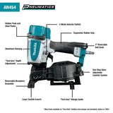 Makita 15 Degree 1-3/4 in. Pneumatic Coil Roofing Nailer, AN454