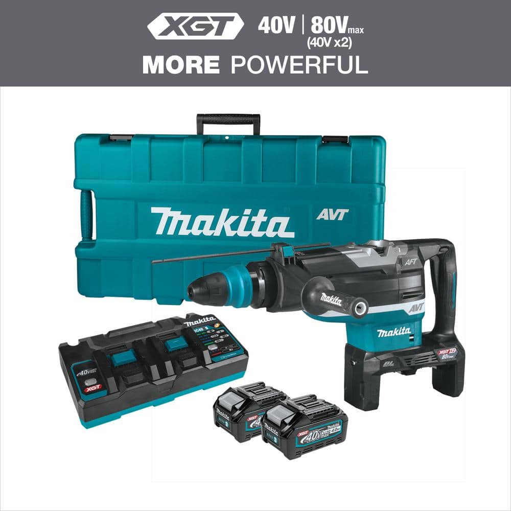 Makita 40V max X2 XGT (80V max) Brushless Cordless 2 in. AVT Rotary Hammer Kit, AFT, AWS Capable (4.0 Ah)
