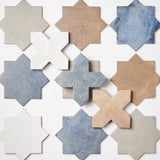 Lux Tile Parma White Polished Star and Matte Cross 6" Terracotta Look Porcelain Tile