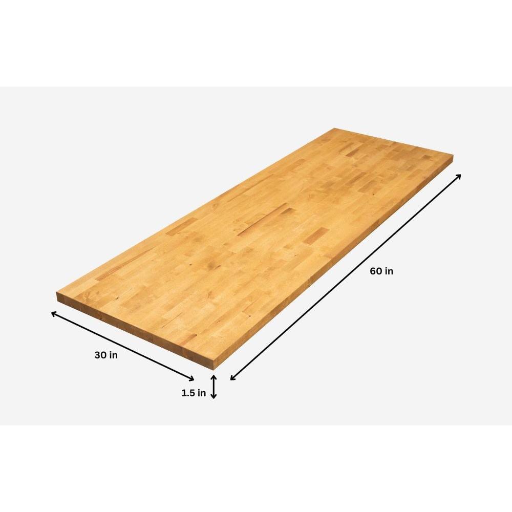 HARDWOOD REFLECTIONS 5 ft. L x 30 in. D Unfinished Birch Butcher Block Desktop in Mango Stain with Eased Edge