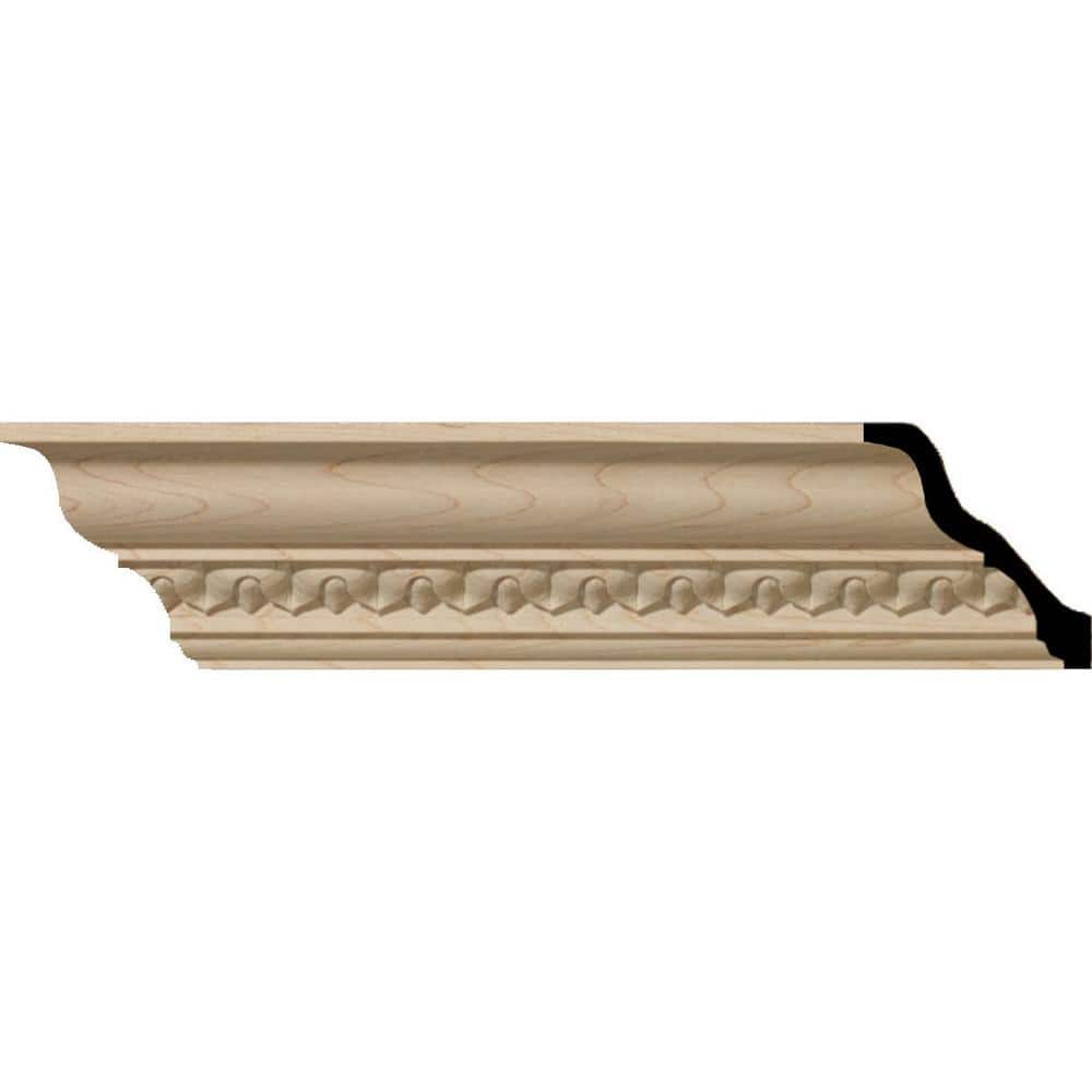 Ekena Millwork 2-1/4 in. x 94-1/2 in. x 2-3/8 in. Unfinished Wood Maple Lanarkshire Carved Crown Moulding