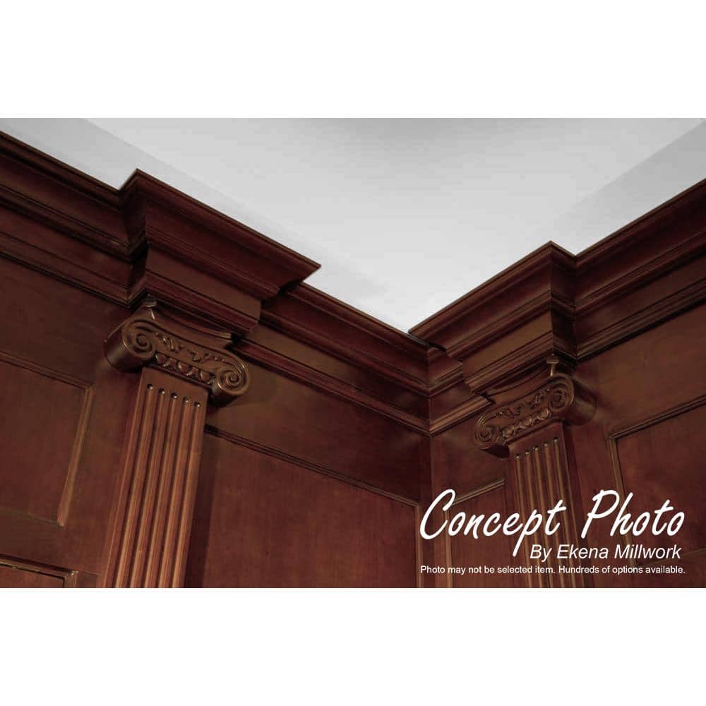 Ekena Millwork 2-3/8 in. x 94-1/2 in. x 2-1/4 in. Unfinished Wood Maple Medway Carved Crown Moulding