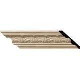Ekena Millwork 3-5/8 in. x 94-1/2 in. x 3-1/4 in. Unfinished Wood Maple Acanthus Leaf Carved Crown Moulding