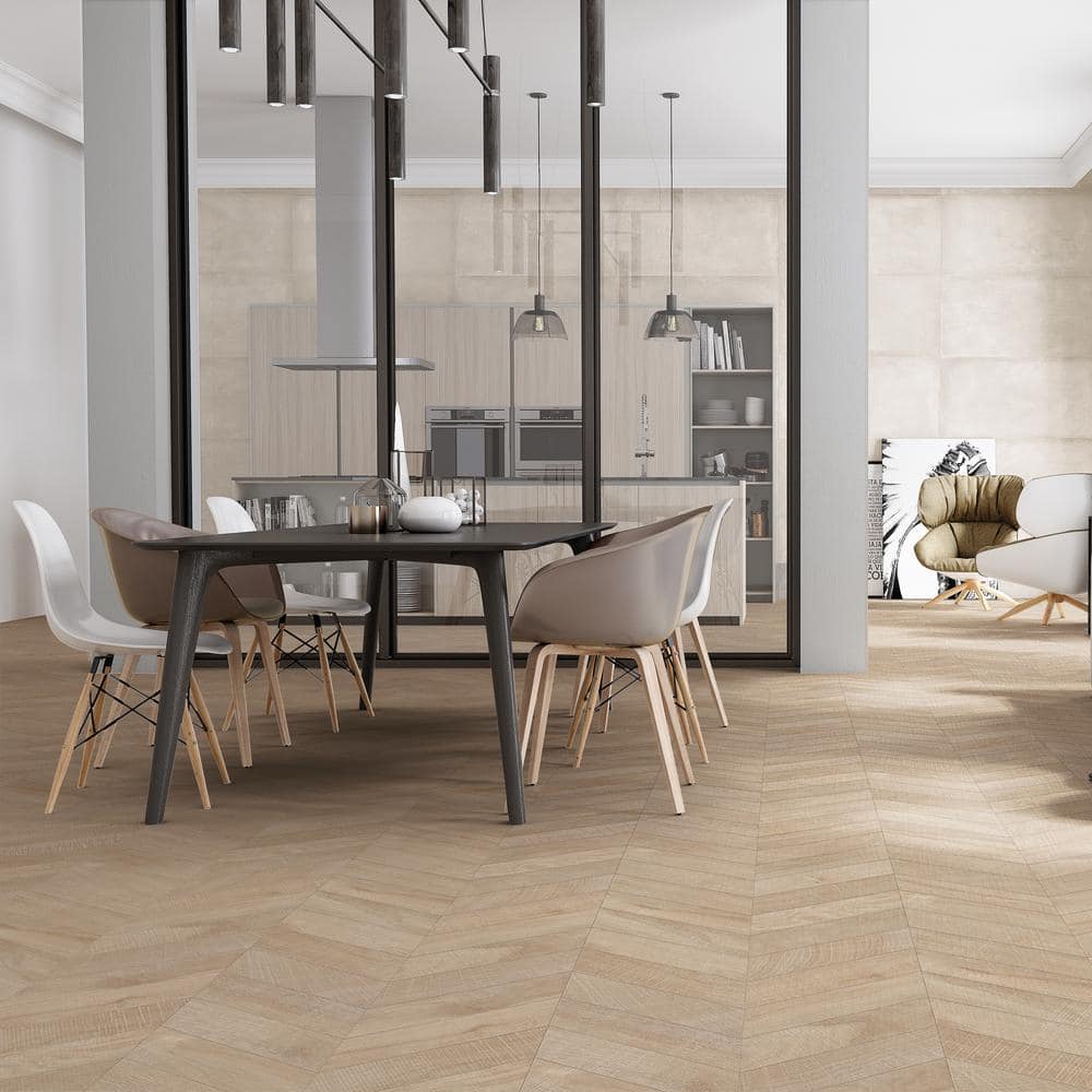 Montgomery Chevron Maple 24 in. x 48 in. Matte Porcelain Floor and Wall Tile (15.49 sq. ft./Case)