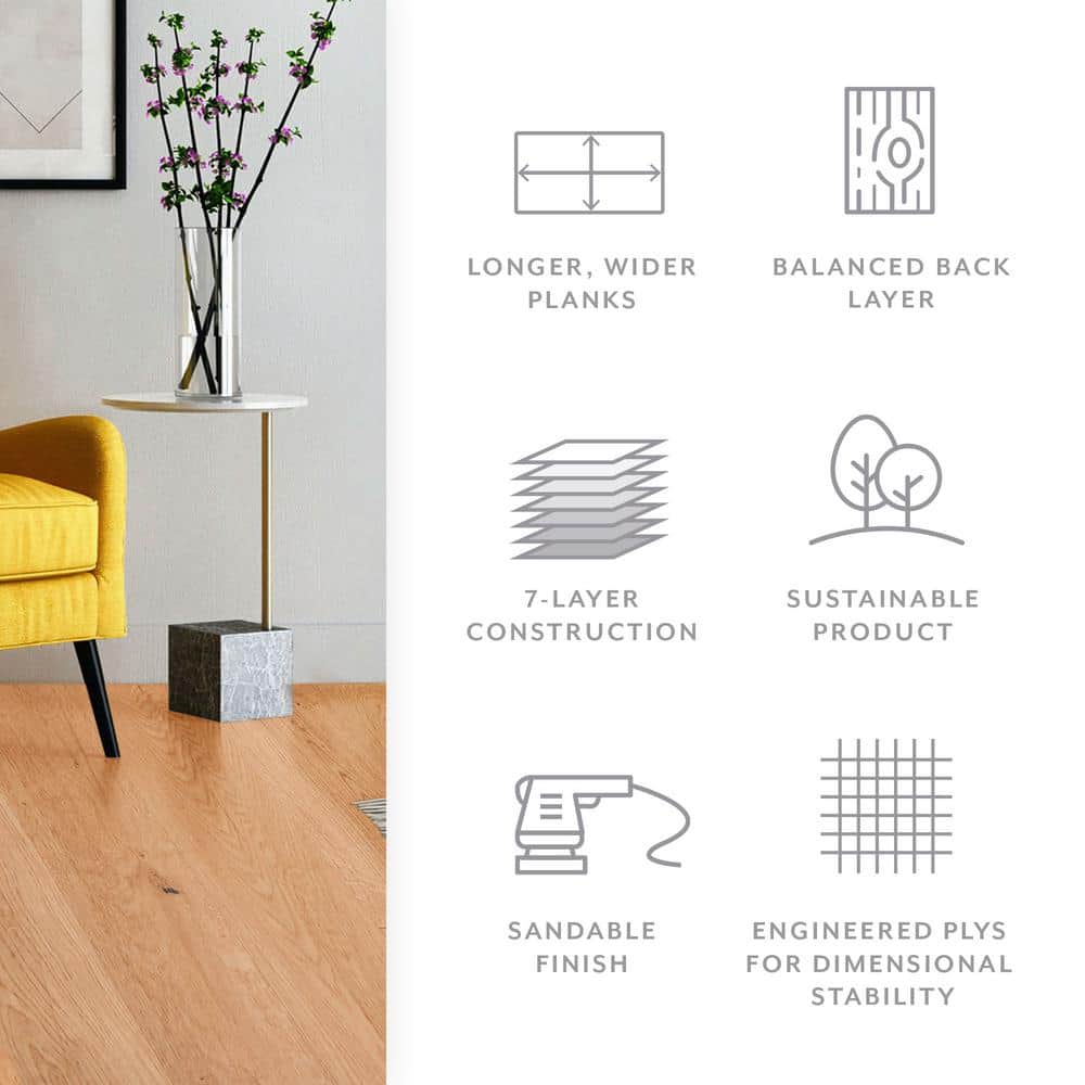 ASPEN FLOORING Marigold White Oak 9/16 in. T x 8.66 in. W Tongue and Groove Smooth Engineered Hardwood Flooring (1250 sqft/pallet)