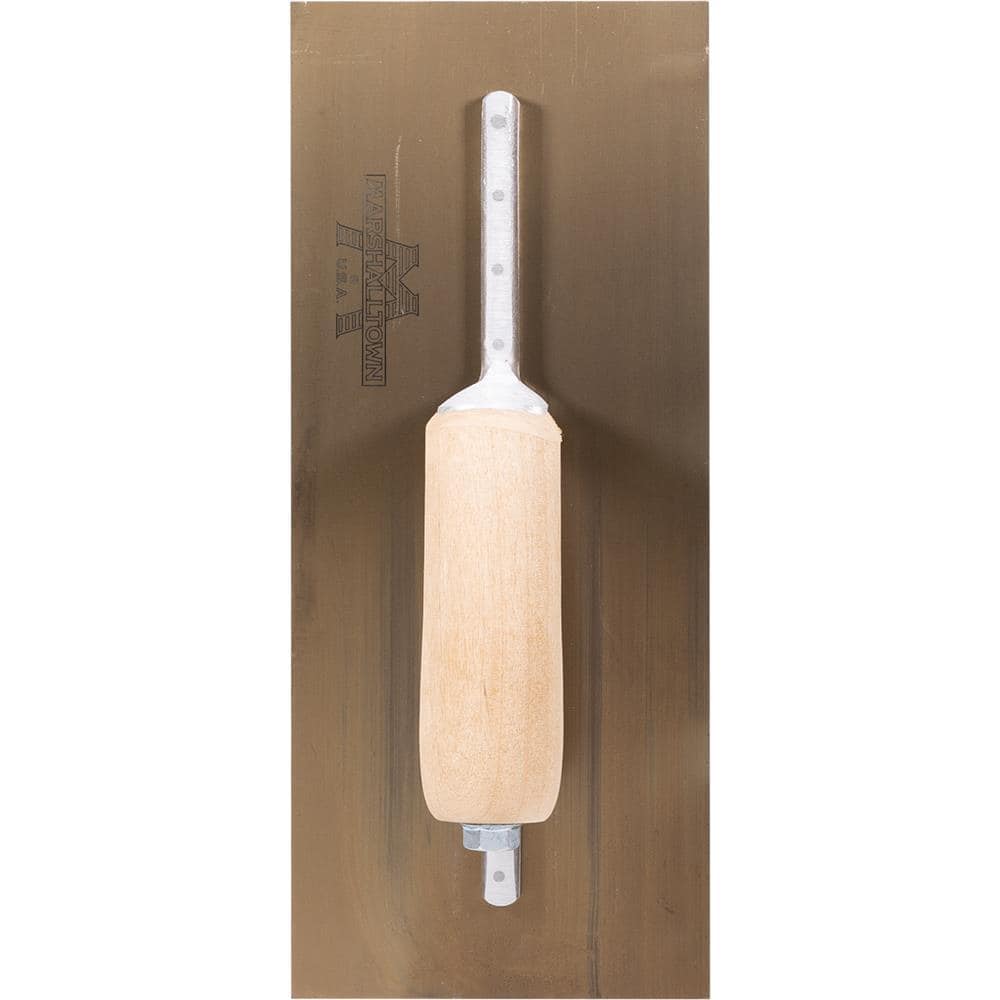 MARSHALLTOWN 5 in. x 12 in. Curry Style Golden Stainless Steel Trowel with Camel Back Wood Handle