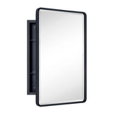 TEHOME Eldee 16 in. W x 24 in. H Surface Mount Rectangular Metal Framed Bathroom Medicine Cabinet with Mirror in Matt Black