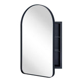 TEHOME Aristes 20 in. W x 30 in. H Arched Metal Framed Recessed Medicine Cabinet with Mirror and Shelves for bathroom in Black