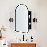 TEHOME Aristes 20 in. W x 30 in. H Arched Metal Framed Recessed Medicine Cabinet with Mirror and Shelves for bathroom in Black