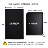 TEHOME Fulleti 16 in. W x 26 in. H Rectangular Metal Framed Medicine Cabinet with Mirror with Adjustable Shelves