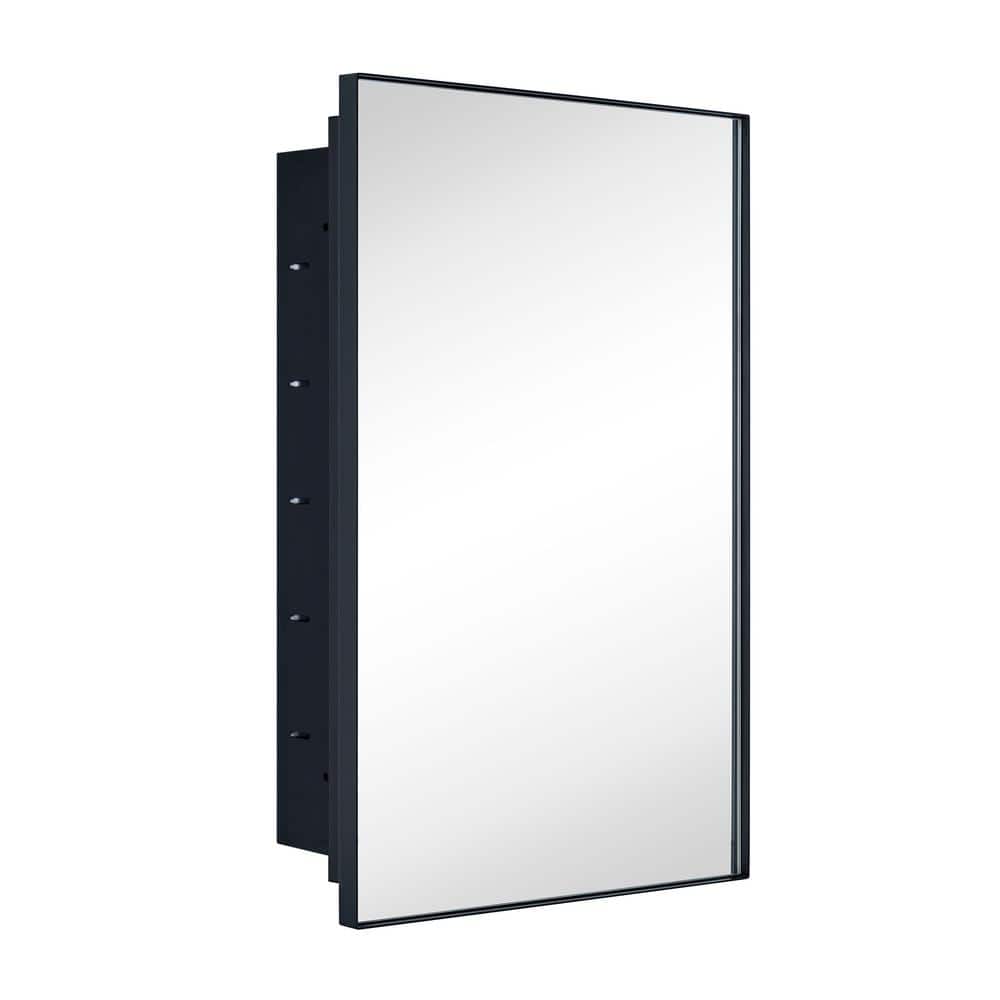 TEHOME Fulleti 16 in. W x 26 in. H Rectangular Metal Framed Medicine Cabinet with Mirror with Adjustable Shelves