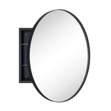 TEHOME 30 in. W x 30 in. H Surface Mount Round Circle Bathroom Metal Framed Medicine Cabinet with Mirror in Matt Black
