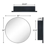 TEHOME 30 in. W x 30 in. H Surface Mount Round Circle Bathroom Metal Framed Medicine Cabinet with Mirror in Matt Black