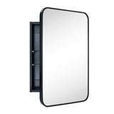 TEHOME Garnes 16.5 in. W x 24 in. H Rectangular Recessed or Surface Mount Metal Framed Medicine Cabinet with Mirror in Black