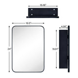 TEHOME Garnes 16.5 in. W x 24 in. H Rectangular Recessed or Surface Mount Metal Framed Medicine Cabinet with Mirror in Black