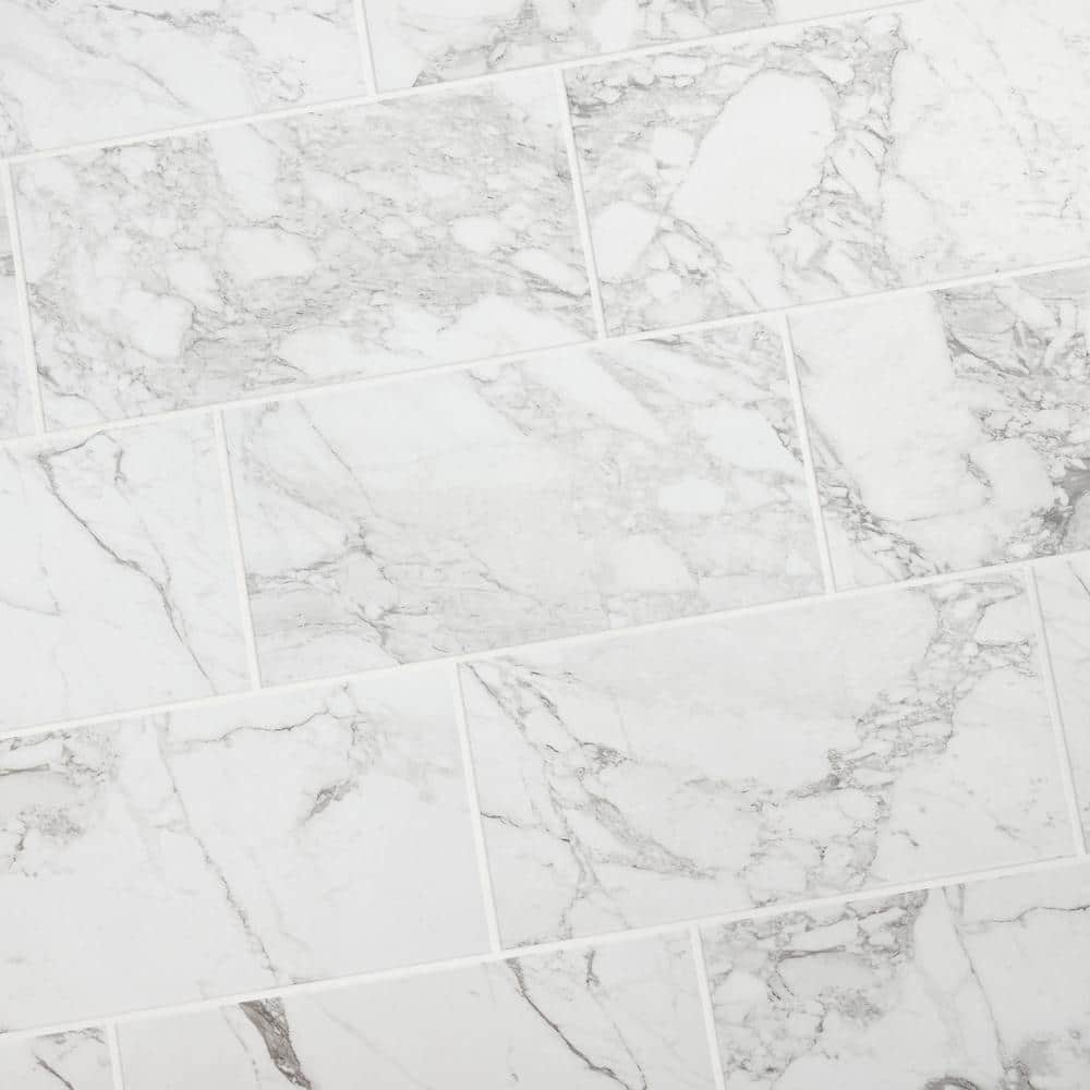 EpicClean Milton Arabescato Marble 12 in. x 24 in. Glazed Porcelain Floor and Wall Tile (15.6 sq. ft./Case)