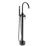AKDY 60 in. Fiberglass Freestanding Flat Bottom Soaking Bathtub in Matte Black with Tub Filler Combo