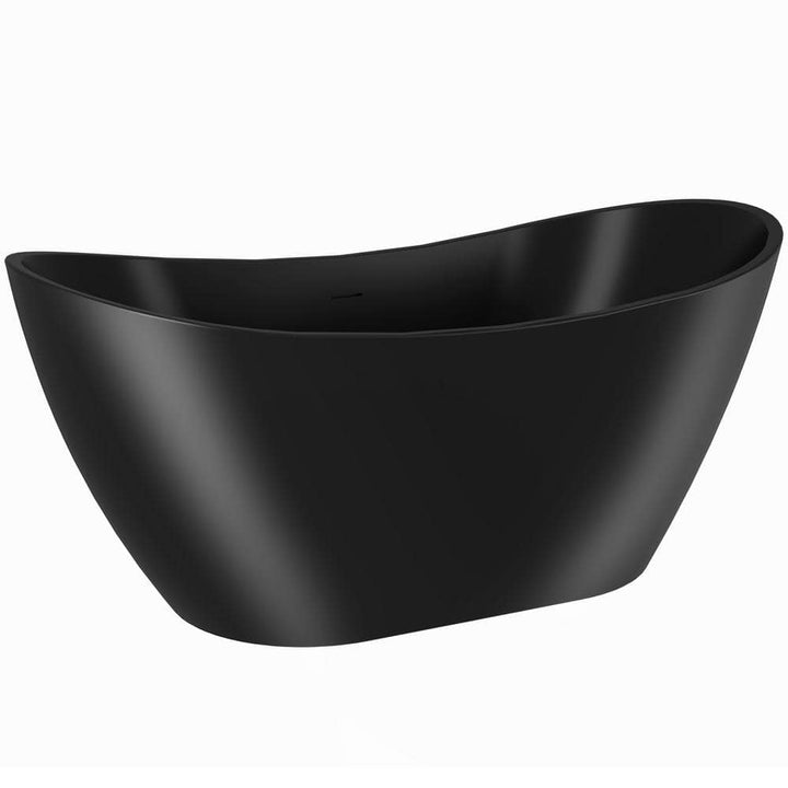 AKDY Freestanding 60 in. Fiberglass Double Slipper Flatbottom Modern Stand Alone Non-Whirlpool Bathtub in Matte Black