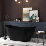 AKDY Freestanding 60 in. Fiberglass Double Slipper Flatbottom Modern Stand Alone Non-Whirlpool Bathtub in Matte Black