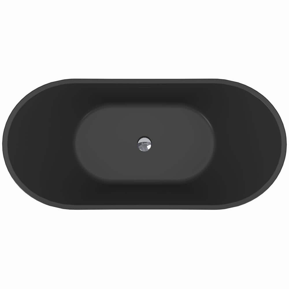 AKDY Freestanding 60 in. Fiberglass Double Slipper Flatbottom Modern Stand Alone Non-Whirlpool Bathtub in Matte Black