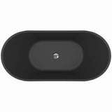 AKDY Freestanding 60 in. Fiberglass Double Slipper Flatbottom Modern Stand Alone Non-Whirlpool Bathtub in Matte Black