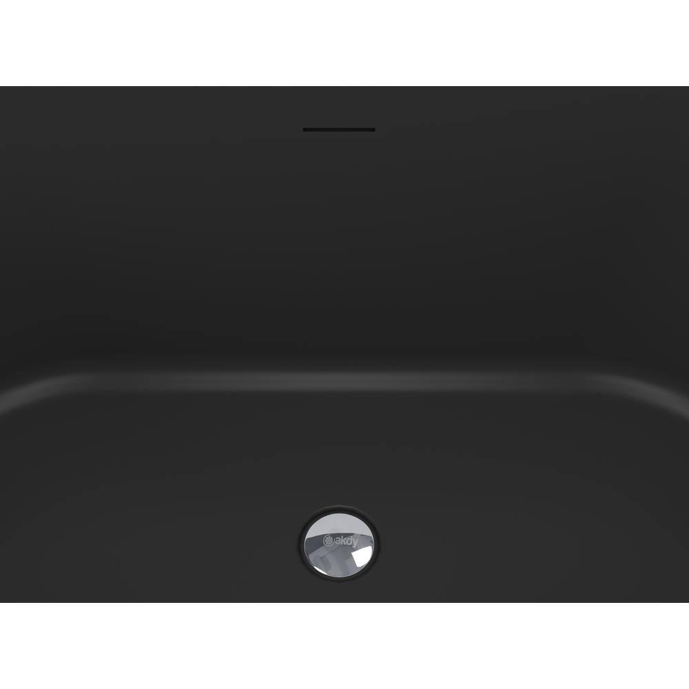 AKDY 66.9 in. Fiberglass Flatbottom Freestanding Bathtub, Solid Matte Black Inside and Outside