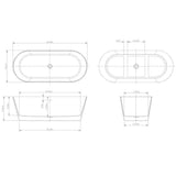 AKDY 66.9 in. Fiberglass Flatbottom Freestanding Bathtub, Solid Matte Black Inside and Outside
