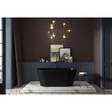 AKDY 66.9 in. Fiberglass Flatbottom Freestanding Bathtub, Solid Matte Black Inside and Outside