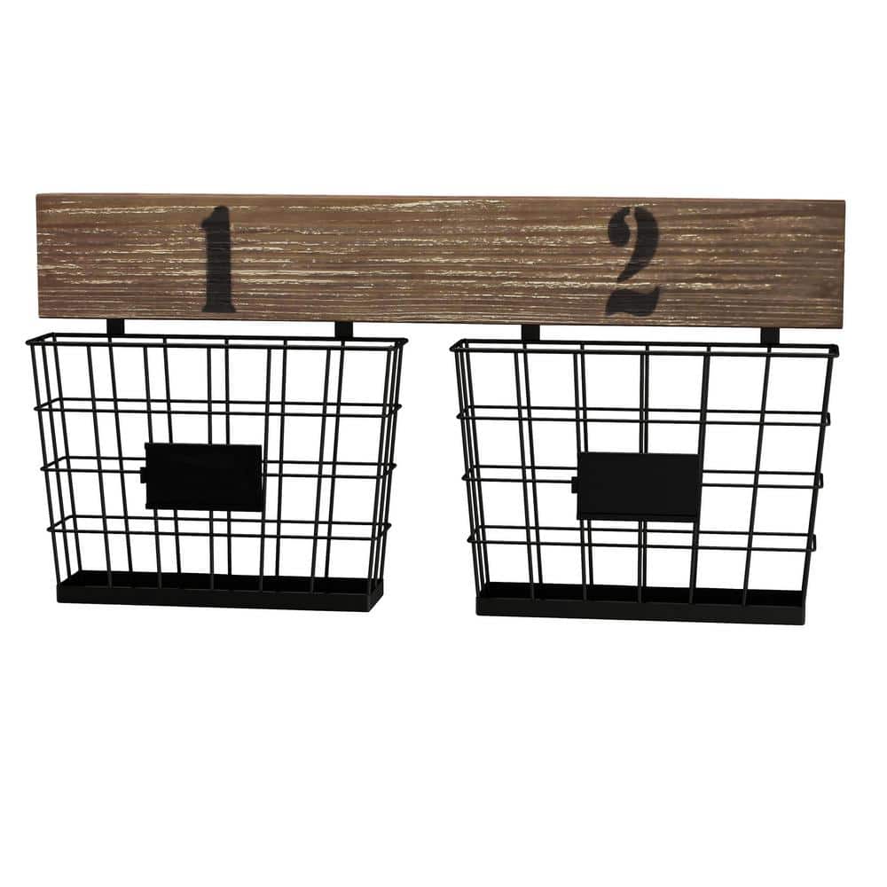 Lavish Home Rustic Double Wire Basket Wall Organizer
