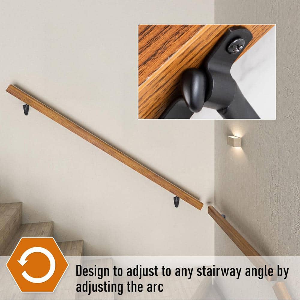 Angel Sar Matte Black Heavy-Duty Handrail Stair Brackets, Hand Rail Bracket for Stairways Handrail, Staircase Bracket (6-Pack)