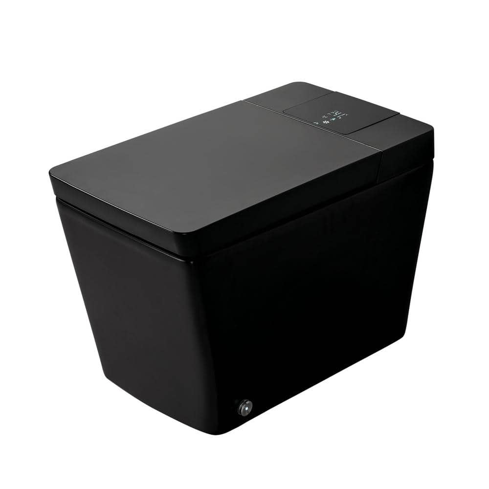ANGELES HOME Matte Black Smart Toilet Bidet with Auto Open/Flushing & LED Display