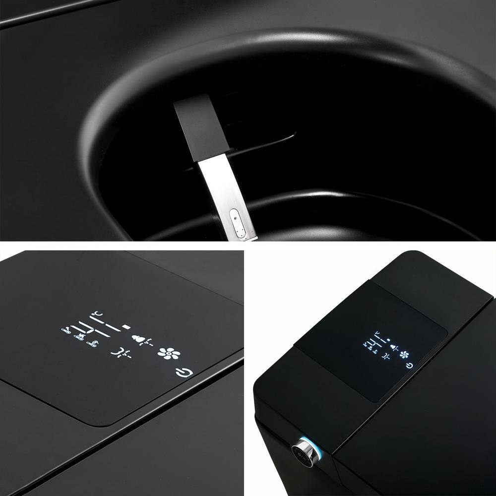 ANGELES HOME Matte Black Smart Toilet Bidet with Auto Open/Flushing & LED Display