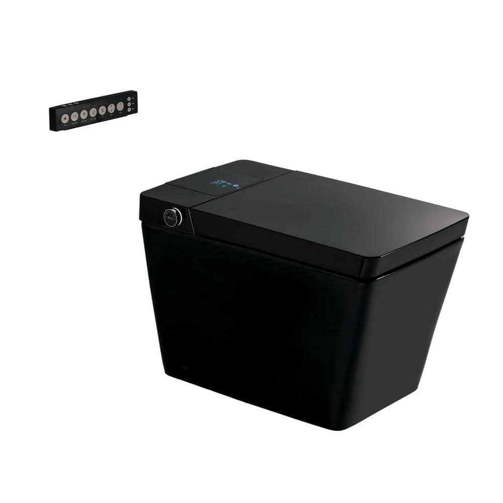 ANGELES HOME Matte Black Smart Toilet with Bidet, Remote & Auto Flush