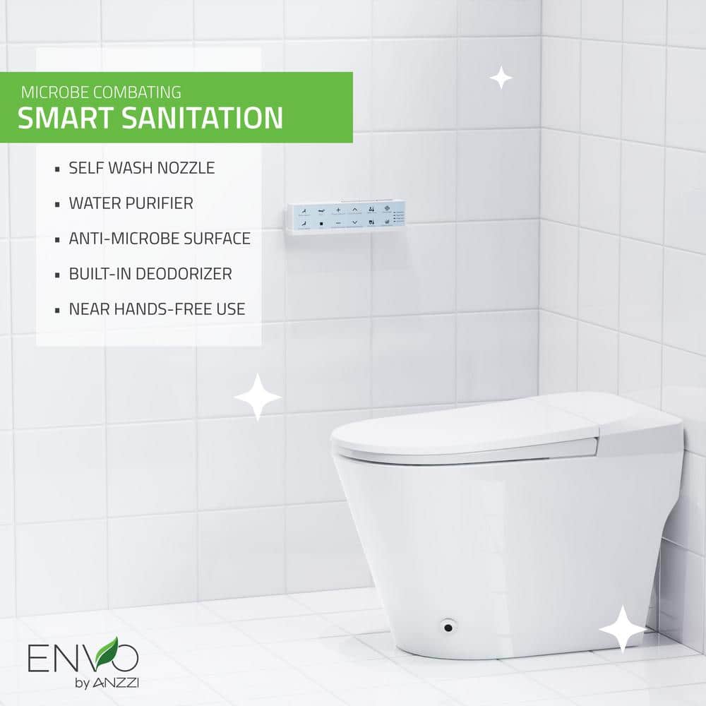 ANZZI ENVO Echo Smart Bidet Toilet in Matte Black with Auto Flush and Heated Seat
