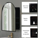 Aoibox 24 in. W x 36 in. H Arched Metal Medicine Cabinet with Mirror and Adjustable Shelves in Matte Black for Bathroom