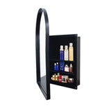 Aoibox 24 in. W x 36 in. H Arched Metal Medicine Cabinet with Mirror and Adjustable Shelves in Matte Black for Bathroom