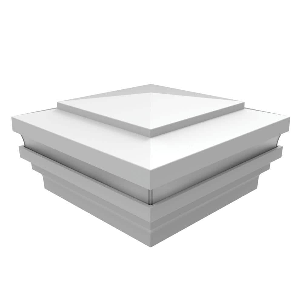 Barrette Outdoor Living 4.25 in. x 4.25 in. White Aluminum Wired LED Post Cap