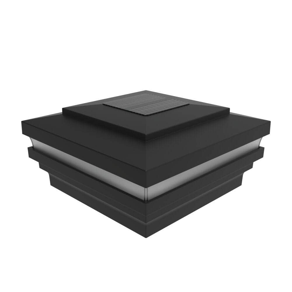 Barrette Outdoor Living 4.25 in. x 4.25 in. Matte Black Aluminum Rail Solar LED Post Cap