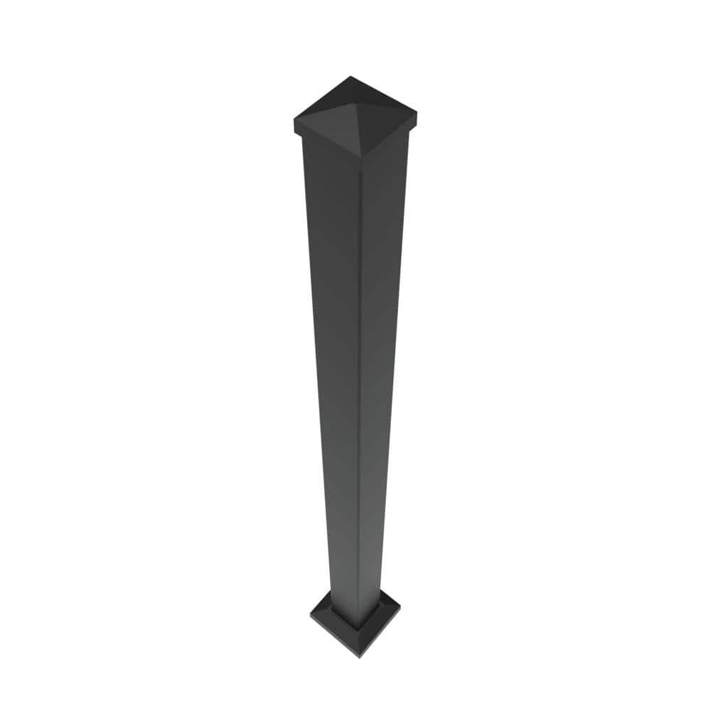 Penrose/VersaRail 2.5 in. x 2.5 in. x 45 in. Matte Black Heavy-Duty Aluminum Rail Post with Trim