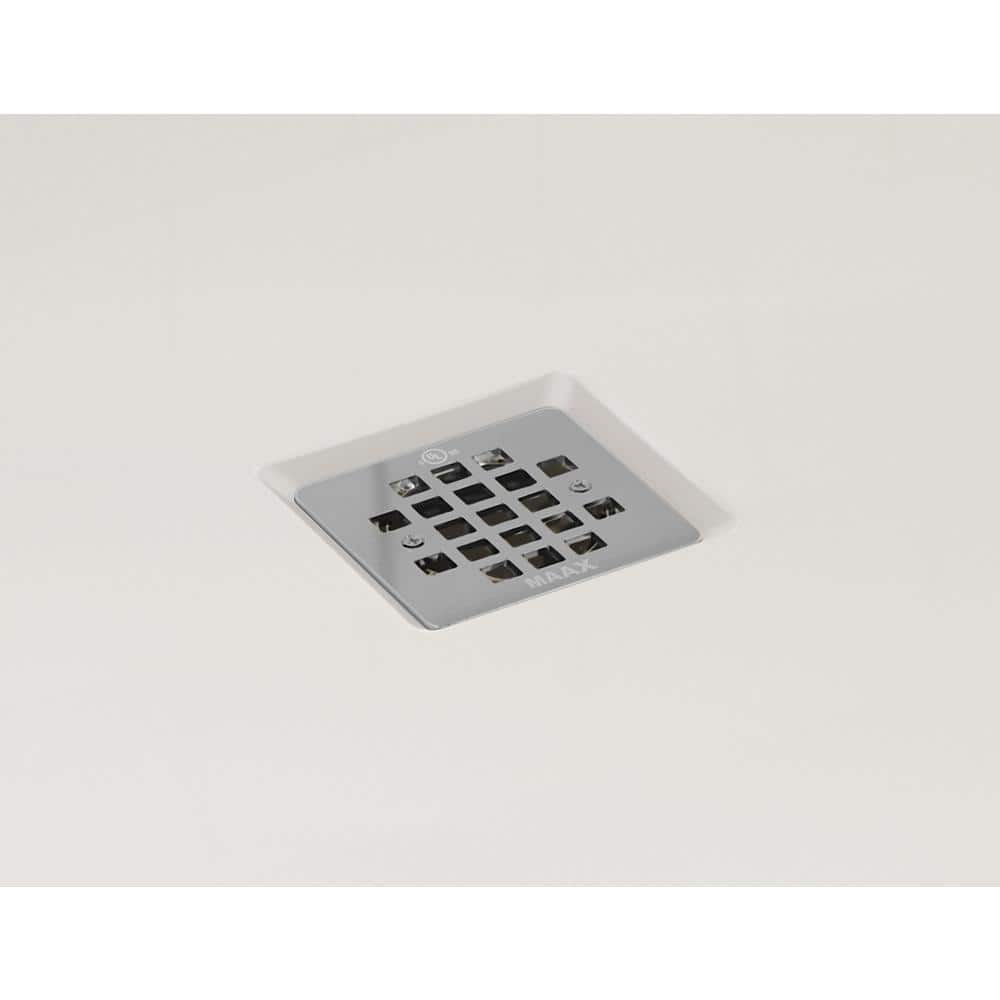 ShowerCast 60 in. x 32 in. Single Threshold Shower Pan in Matte Black with Square Chrome Shower Drain Cover Right Drain