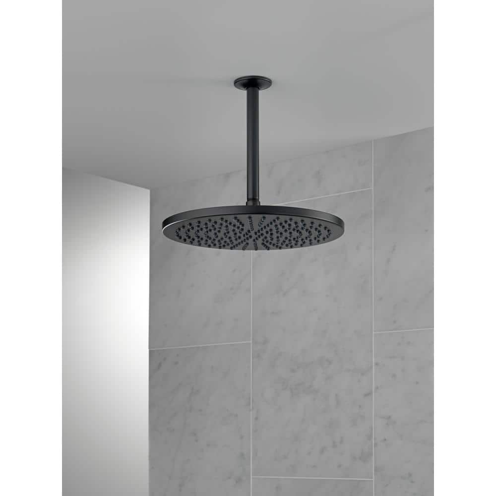 Delta Universal Showering Components Matte Black 1-Spray Rain Shower Head, 2.5 GPM, 11.75 in.