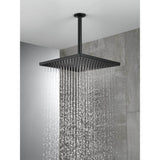 Delta 1-Spray 11.8 in. Wall-Mount Square Fixed Rain Shower Head in Matte Black