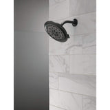 Delta 4-Spray 8.3 in. Single Wall-Mount Fixed H2Okinetic Shower Head in Matte Black